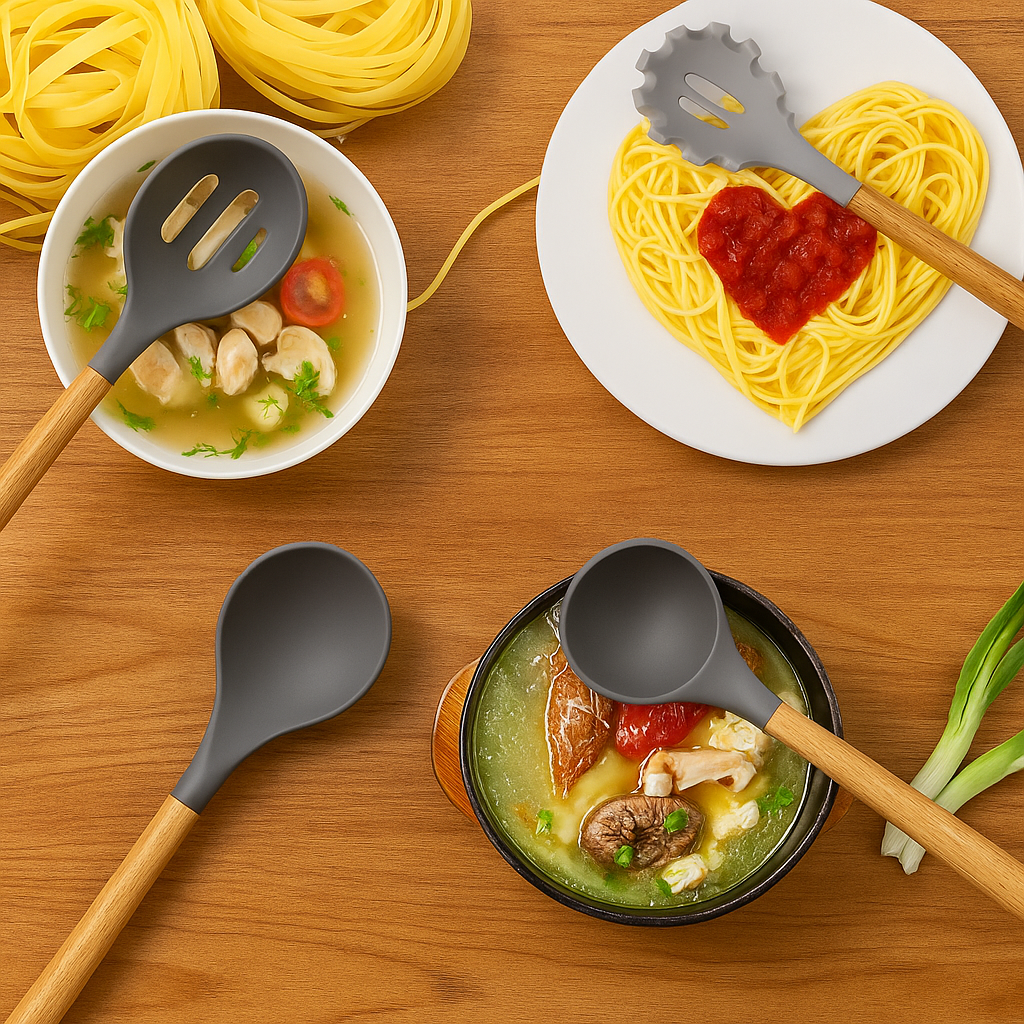 Set de 36 Ustensiles de Cuisine en Silicone avec Support – Résistants à la Chaleur & Anti-rayures