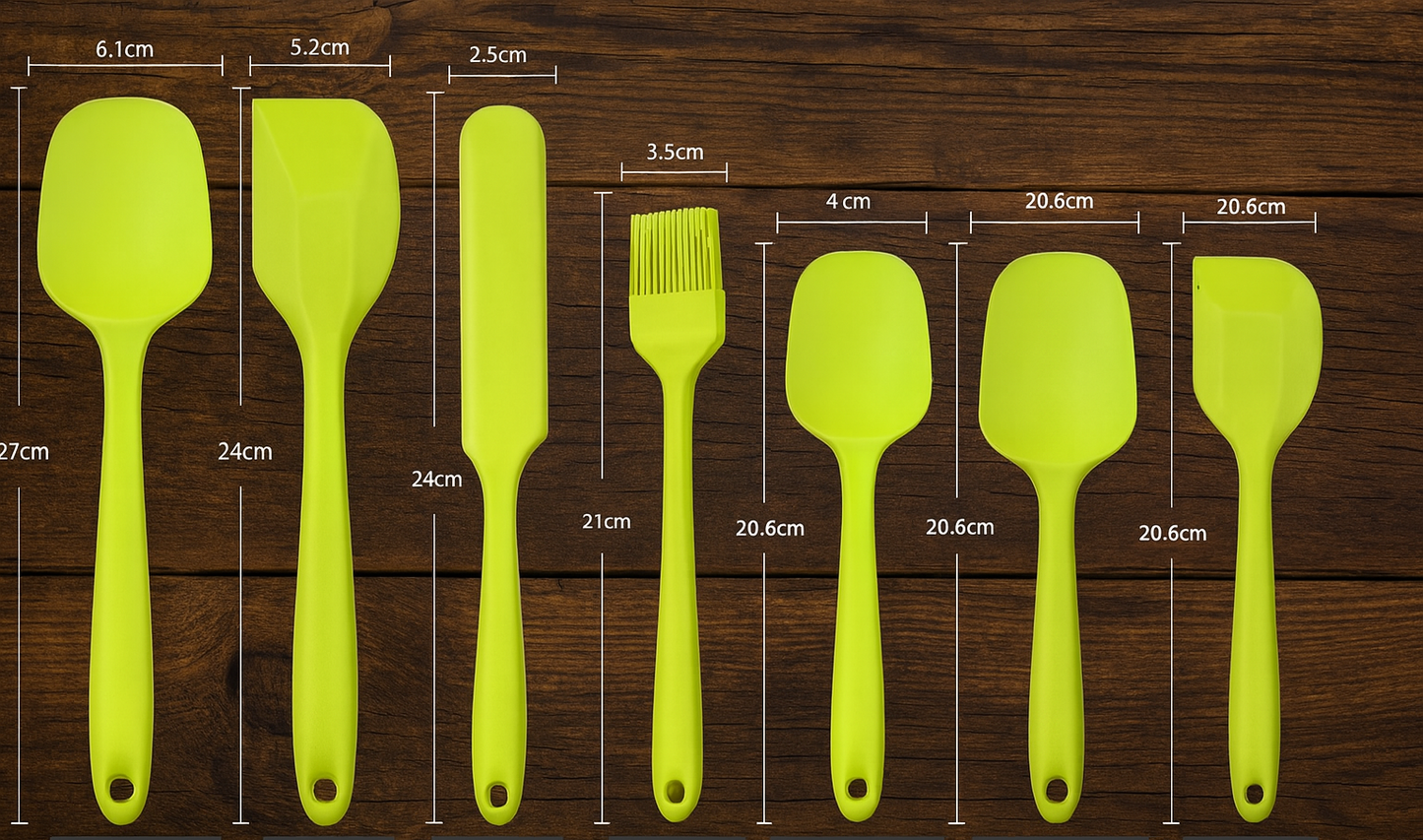 Set de 6 Ustensiles de Cuisine en Silicone – Spatules & Brosse Résistantes à la Chaleur