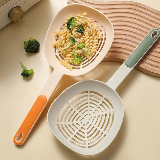 Cuillère à pâtes anti-fuite – Manche long, résistant à haute température, idéale pour spaghettis, raviolis et cuisine multifonction.